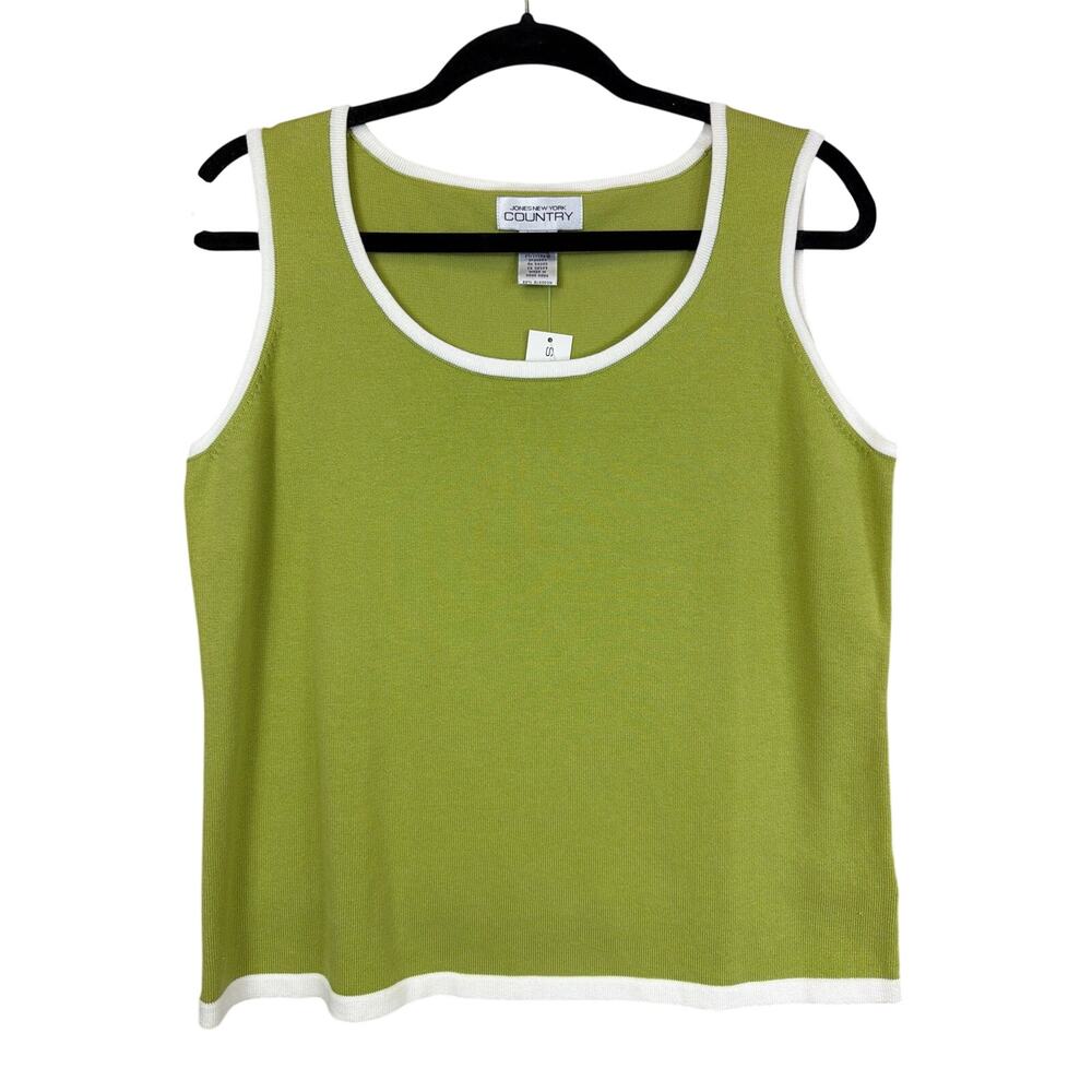 NWT Vintage Jones New York Country Green  Scoop Neck Tank Top Large Y2K